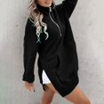 thumbnail image 4 of Black Womens Fall Tops Women'S Solid Color Half Zipper High Neck Long Sweatshirt Fashionable and Simple Slit Loose Pocket Sweatshirt Sweaters for Women, 4 of 6
