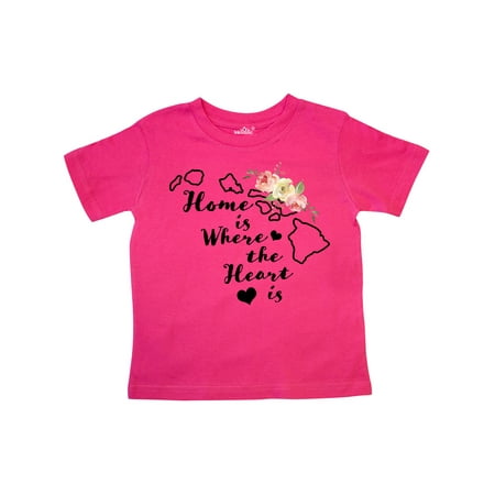 

Inktastic Hawaii Home is Where the Heart is with Watercolor Floral Gift Toddler Boy or Toddler Girl T-Shirt