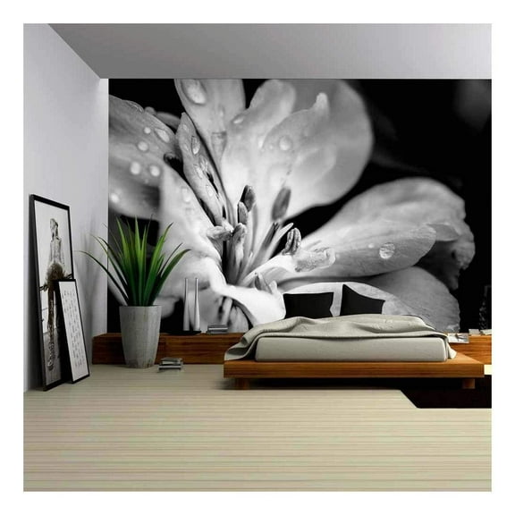 wall26 - Flower with Raindrops - Canvas Art Wall Mural Decor - 66"x96"