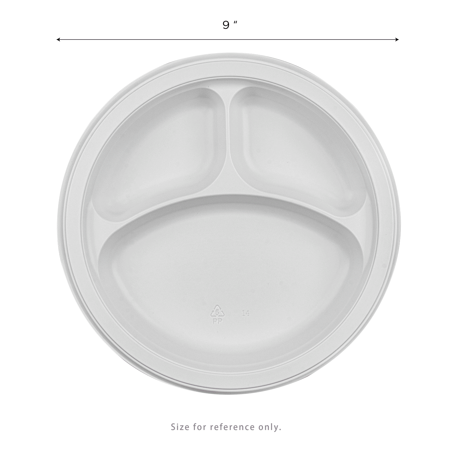 Karat Earth 9" White 3-Compartment Mineral-Filled PP Plates, 500 Count