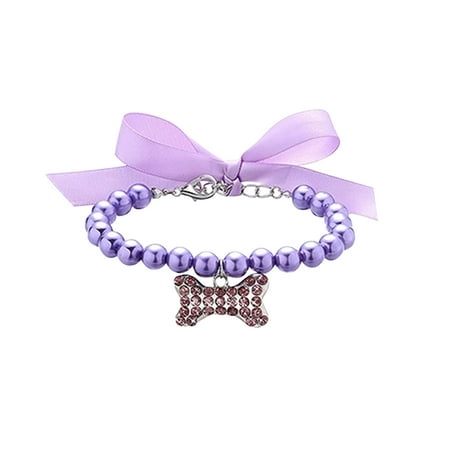 Pet Pearl Collar for Metal Quick Release Buckle 3/4 Small Pet Cat Dogs Puller Snap Collar Dog Bone Adjustable Cat Kimono Pendant Jewelry Delightful Pet Cute Pet
