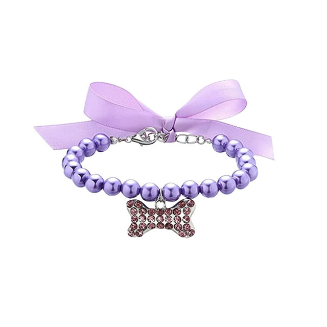 Pet Pearl Collar For Small Pet Cat Dogs Collar Dog Bone Adjustable Pendant Jewelry
