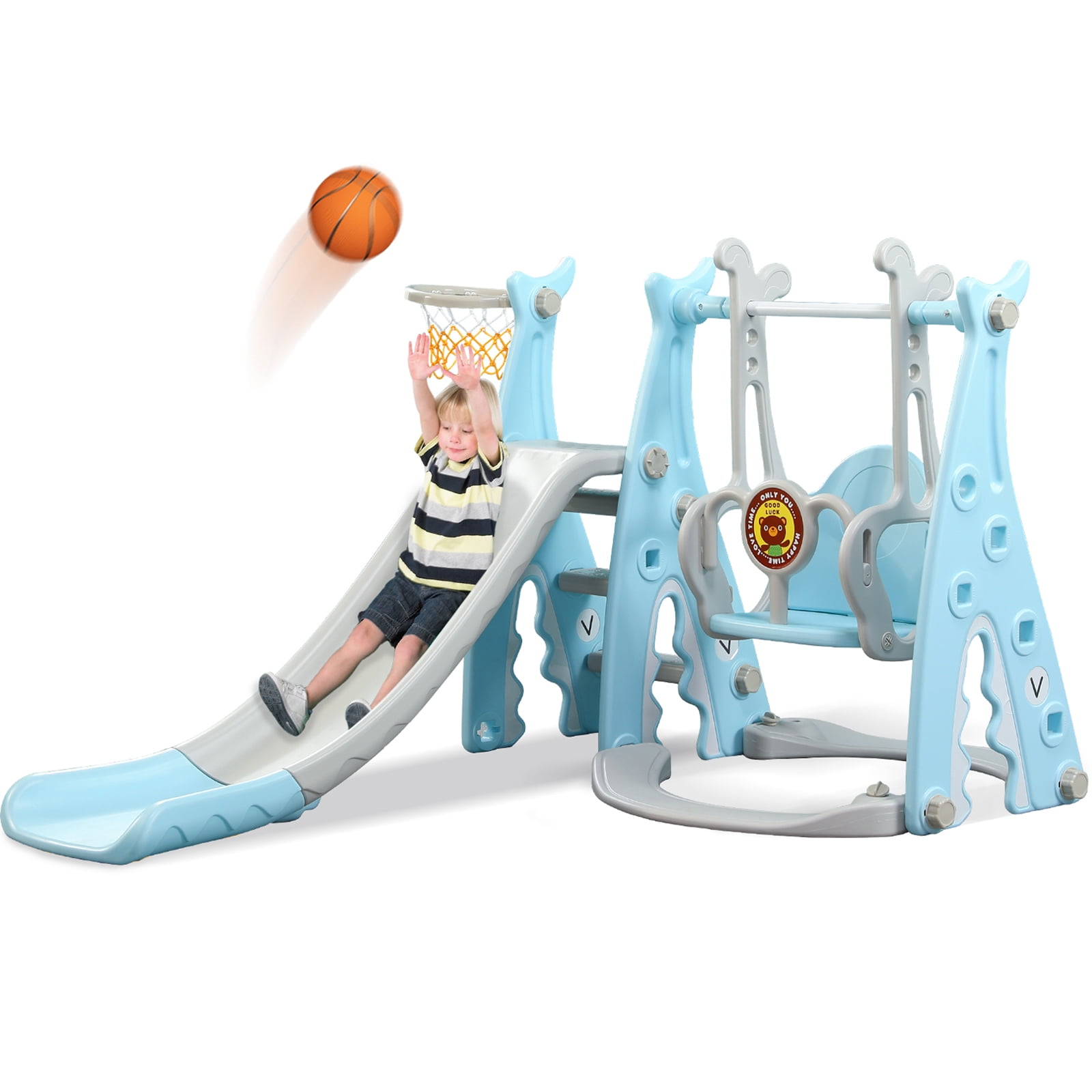 Ealing 4 in 1 Toddler Slide and Swing Set Toddler Playset Playground Outdoor Swing Slide Climber