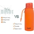 thumbnail image 3 of Byoki Collapsible 25 oz Happy Orange Silicone Water Bottle, 3 of 9