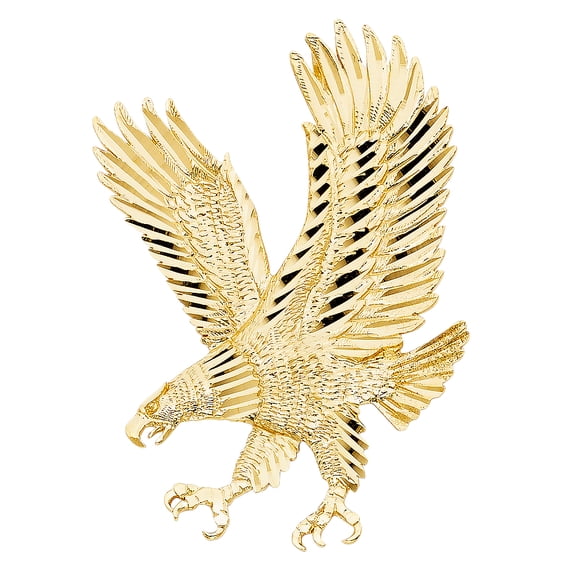 FB Jewels 14K Yellow Gold Eagle Pendant 62mm X 43mm