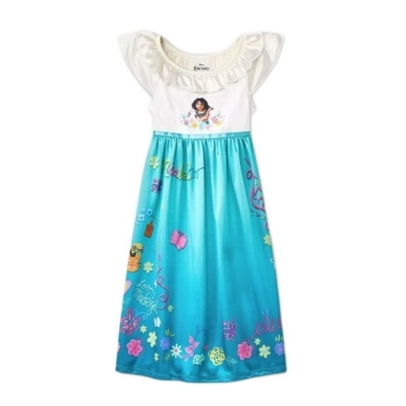 Disney Encanto Mirabel Toddler Girl's Floral Satinet Nightgown, Gown, Size 6/6X