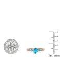 thumbnail image 3 of Dazzlingrock Collection 7X5MM Pear Blue Topaz & Round White Diamond 3 Stone Teardrop Engagement Ring for Women (0.10 ctw, Color I-J, Clarity I2-I3) in 10K Rose Gold, Size 8.5, 3 of 4