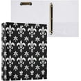 Black And White Fleur De Lis 1.5 Inch Binder 3 Ring Holds 200 Sheets