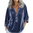 thumbnail image 3 of Chemise Décontractée Rétro à Manches Longues avec Col, Blouse Coupe Ample, Haut Uni pour Usage Quotidien, 3 of 4