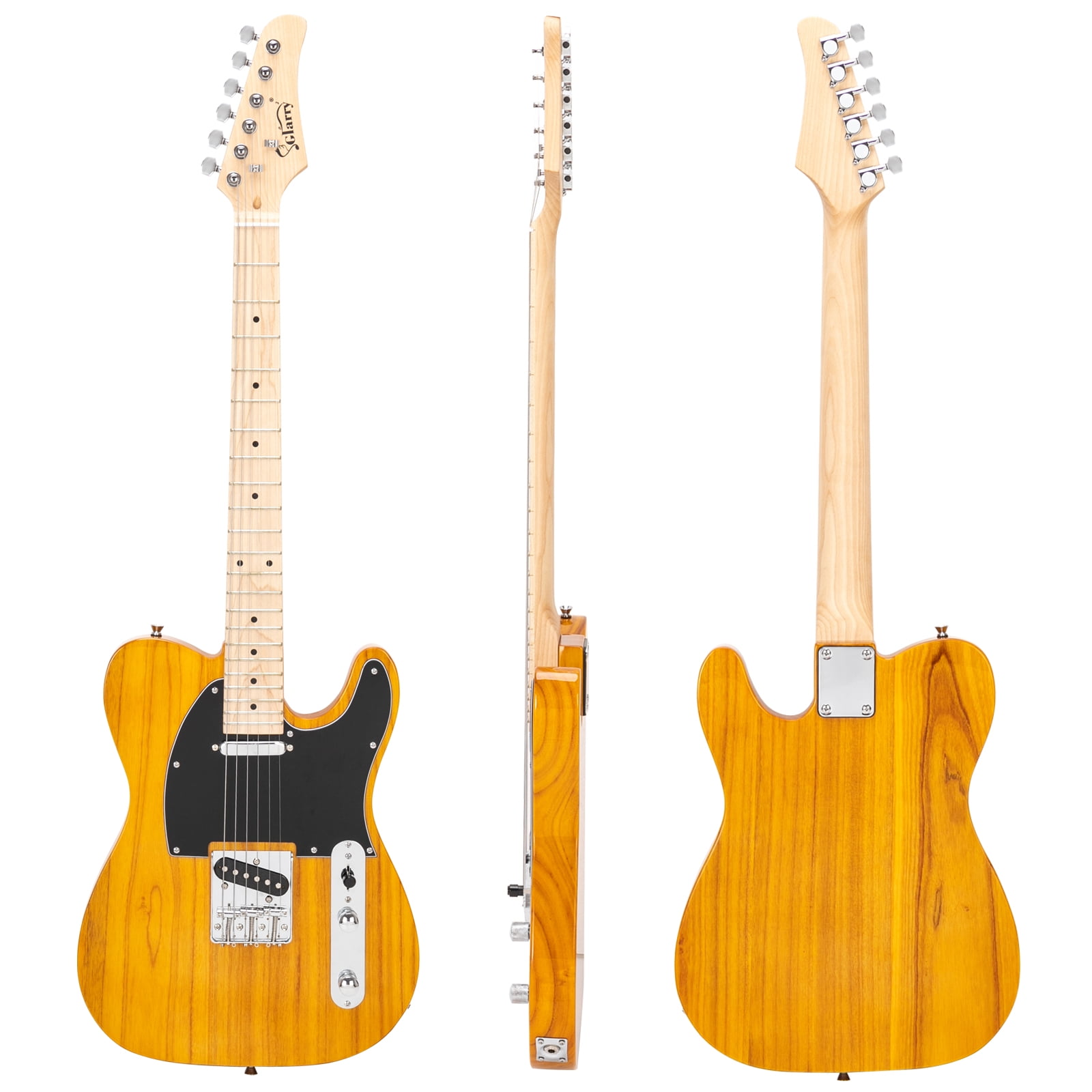 Private Jungle Fingerboard Electric Guitar with 20W Amplifier Bag Strap Plectrum Connecting Wire Spanner Tool,Transparent Yellow