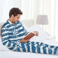thumbnail image 6 of Naloa Ocean on Striped Men’s Pajamas Set - Long Sleeve Button Down Sleep Shirt and Pajama Bottoms Sleepwear Set-Large, 6 of 7