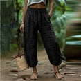 thumbnail image 2 of Women's High Waisted Straight Leg Pants Trousers Slacks with Pockets Casual Loose Fit Solid Color Soft Stretchy Comfy Lounge Wear for Daily Office Work Travel Essentials | Aestivo,Black M, 2 of 9