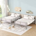 thumbnail image 3 of Kacho Full Bunk Bed, Full Over Full Metal Bunk Bed for Kids Adults, Convertible into 2 Bed, Full Bed Frame Kids Bunk Beds with Full-Length Guardrail and Ladder, Easy Assembly, No Noise Free, Silver, 3 of 9