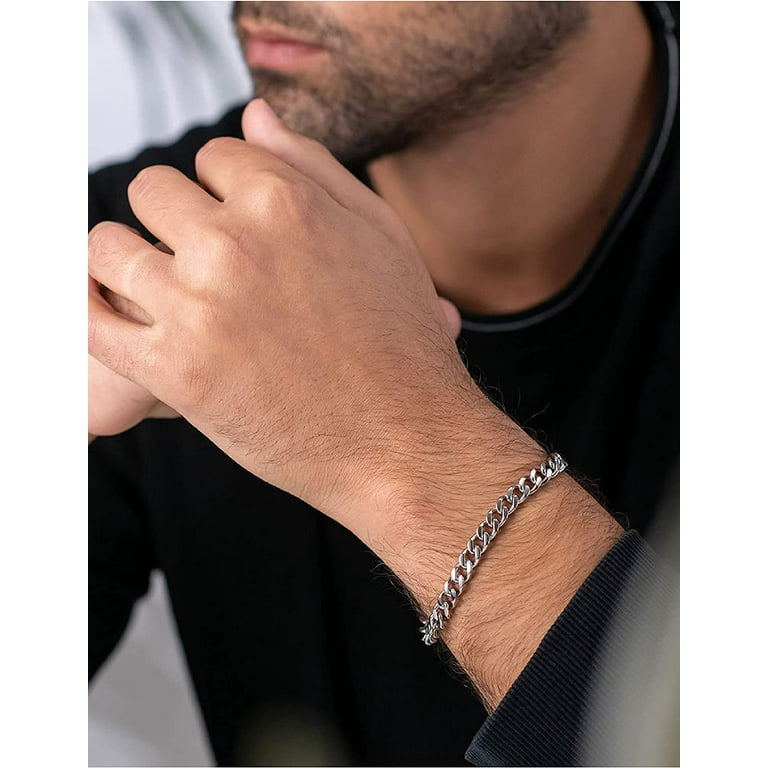 Modern Silver Chain Bracelet For Men No:5