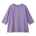 thumbnail image 4 of Lenpel Women's Tops 3/4 Length Sleeve Crew Neck Open Back Pleated T-Shirts Loose Tunic Blouses Trendy Casual Tees, 4 of 7