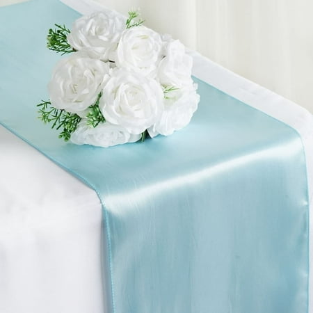 Satin Table Runner Wedding Party Banquet Light Blue 12 X 108 Satin Table Runner Wedding Party Banquet Light Blue 12 X 108