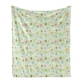 thumbnail image 1 of Stars Soft Flannel Fleece Throw Blanket, Colorful Stars on Pale Green Background with Abstract Waves Geometric Design, Cozy Plush for Indoor and Outdoor Use, 50" x 60", Multicolor, by Ambesonne, 1 of 6