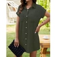thumbnail image 6 of DOPI Women Denim Shirt Dresses Short Sleeve Distressed Jean Dress Button Down Casual Tunic Top, 6 of 6