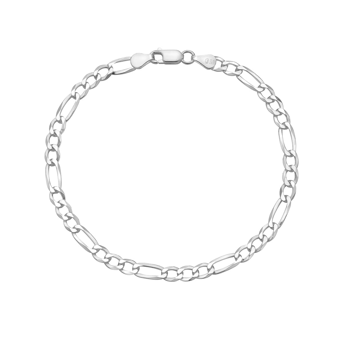 Kezef Men's 8mm Figaro Chain Bracelet, Solid .925 Sterling