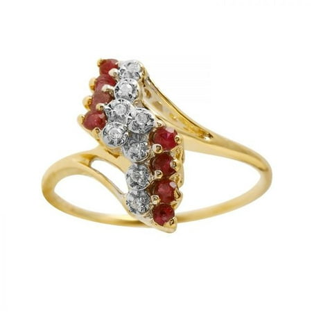 Foreli 0.3CTW Ruby And Diamond 14K Yellow Gold Ring