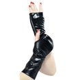 thumbnail image 3 of 2 pares de guantes cortos de charol negro brillante sin dedos disfraz de Halloween Punk Cos Jumping Hip Hop Dance guantes (negro + rojo) Sincero Electrónica, 3 of 5