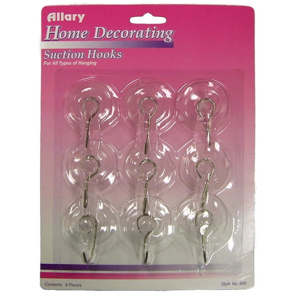 Allary Home Decorating Suction Hooks, Contains 9 Hooks