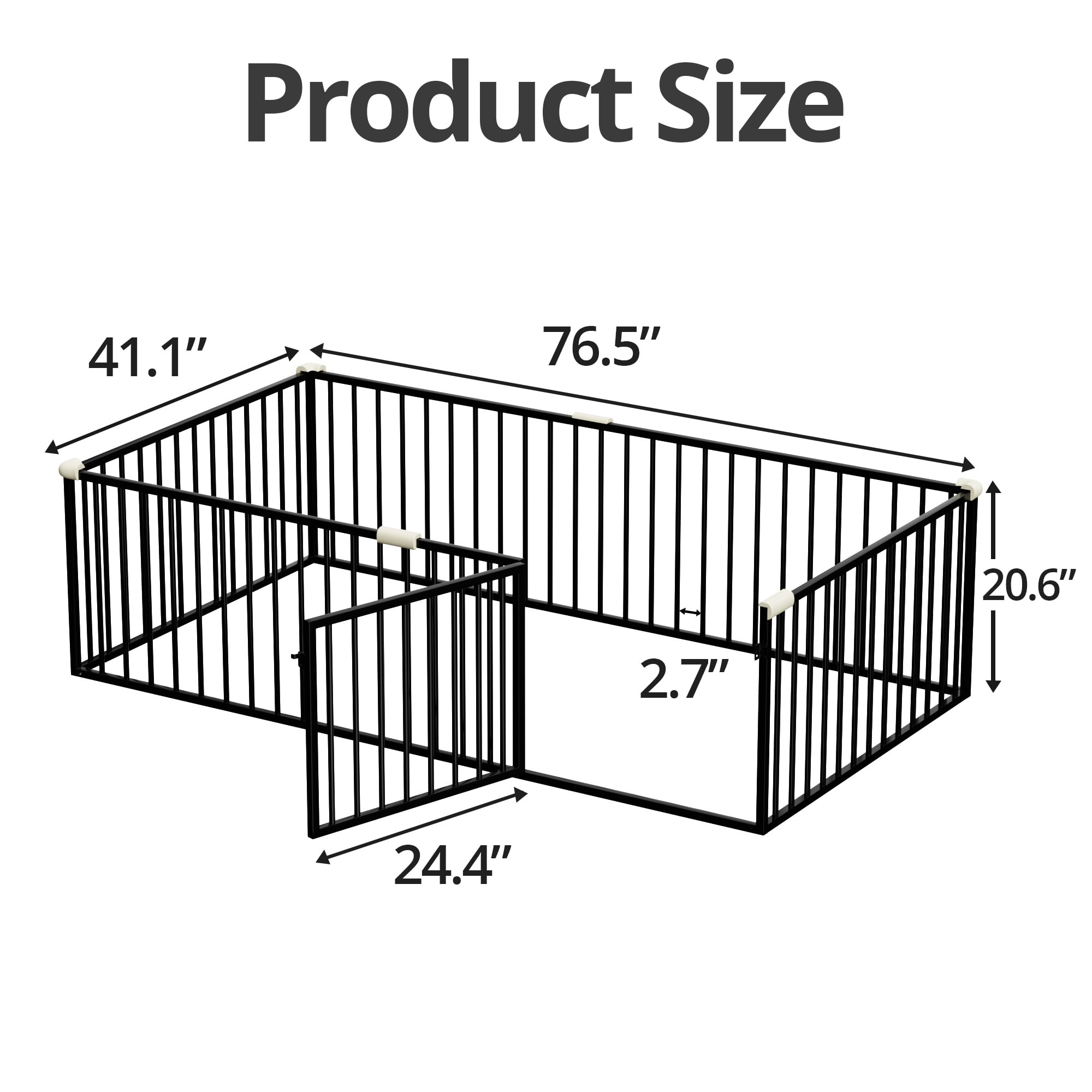 Twin Size Montessori Floor Bed with Safety Fence and Door, Metal Floor Bed Frame with Rails, Minimalist Versatile Floor Bed for Children Bedroom, Toddlers, Boys Girls, Kids Playroom, Black