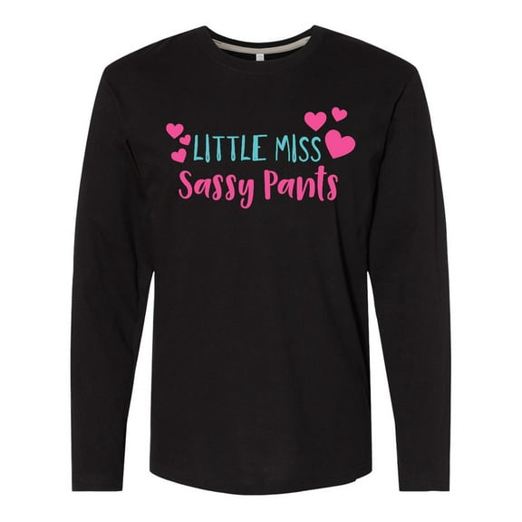 Inktastic Little Miss Sassy Pants, Hearts - Pink Blue Long Sleeve T-Shirt