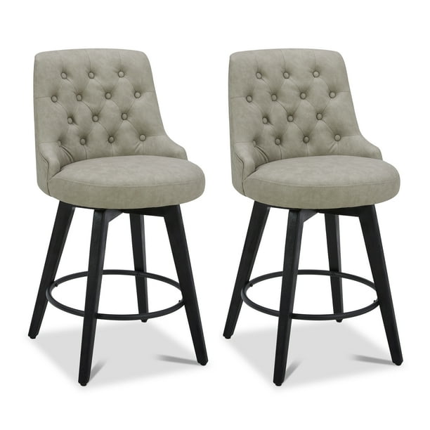 CHITA 26 inch Swivel Upholstered Counter Height Bar Stools with Tufted