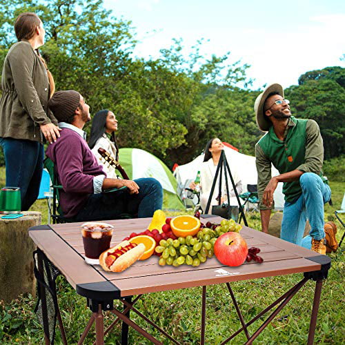 Boat Portable Camp Roll Up Table Square Folding Table Aluminum Lightweight Table for Picnic Beach Compact Outdoor Kitchen Dining Cooking Backpacking Hiking Table BBQ Geertop Camping Side Table 