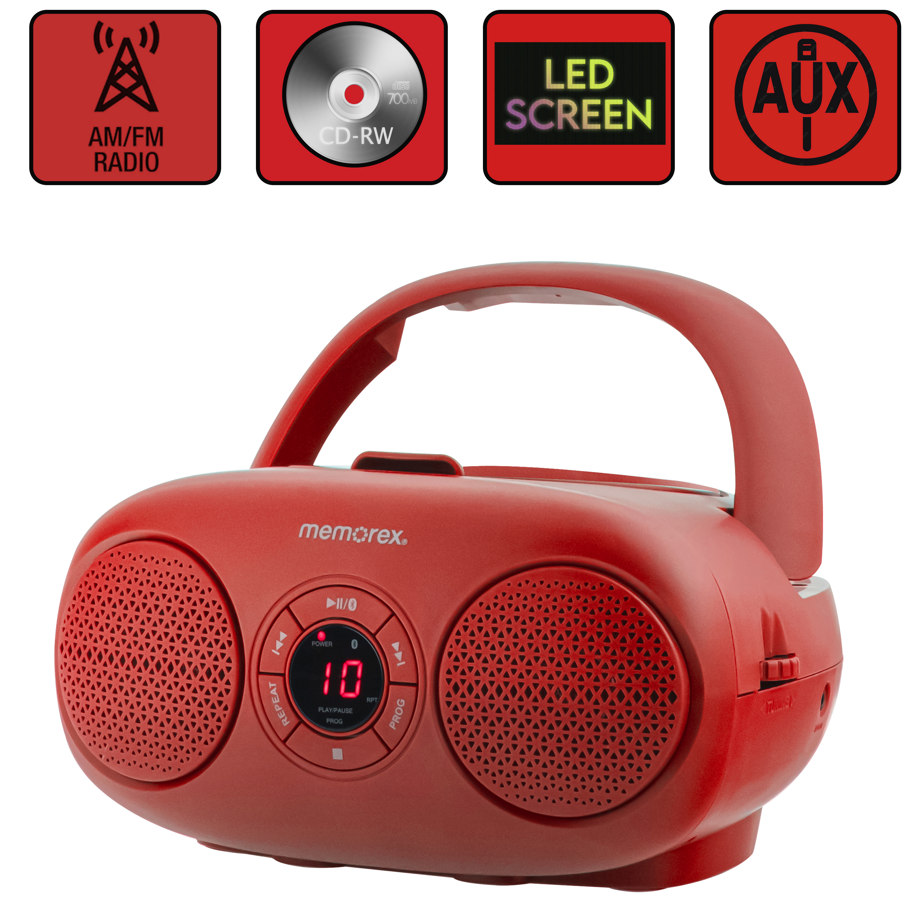 Memorex MX-BCD20 Portable CD Player AM/FM Radio Red photo 2