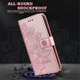 thumbnail image 7 of For Samsung Galaxy S24 6.2" Seven Petal Flower Embossed Strong Magnetic Attachment/Closure, Card Slots/Pocket, PU Leather Flip Wallet Case With Hanging Rope,Pink,For Galaxy S24 (5G), 7 of 7