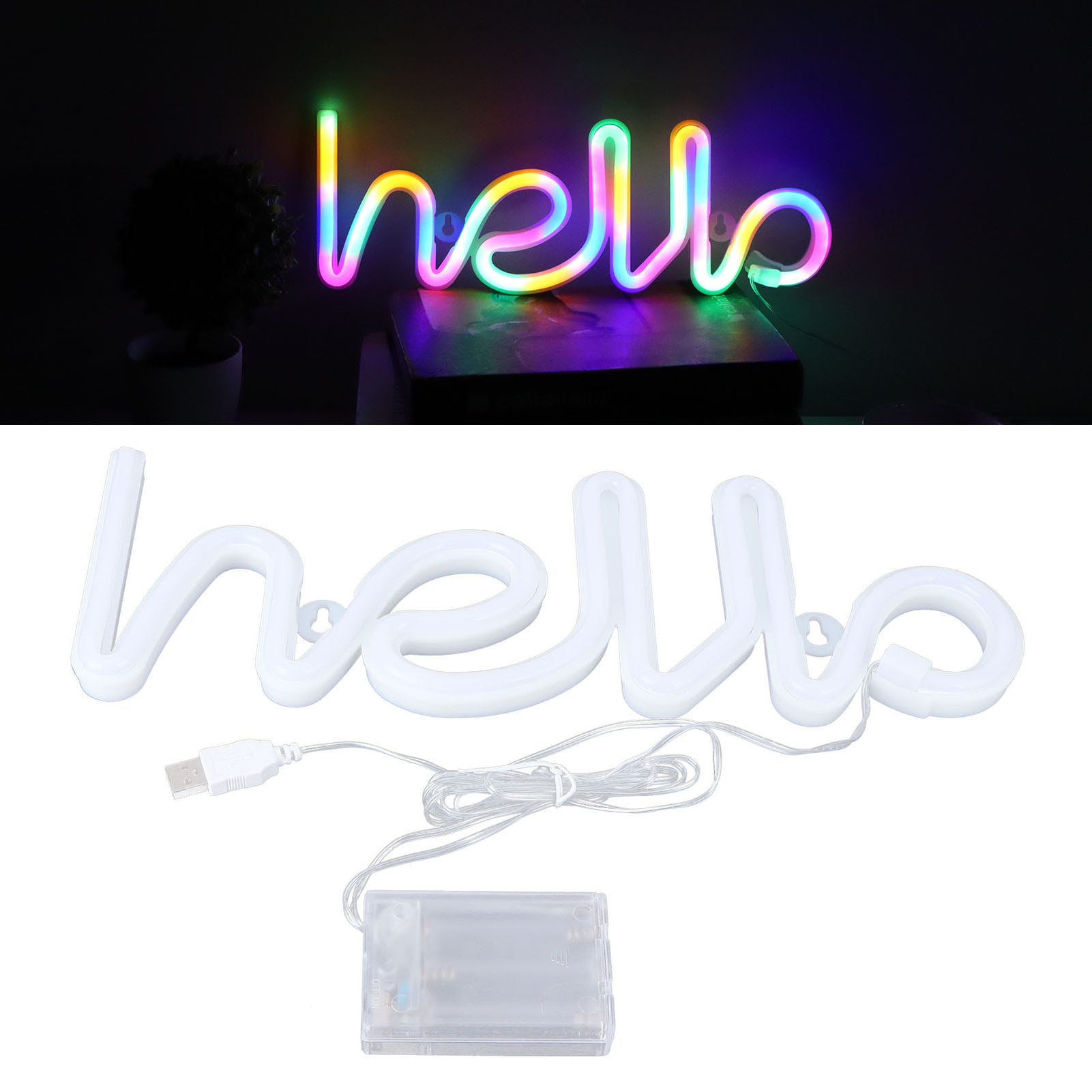 Mgaxyff Colorful LED Neon Sign Hello Letters Neon Light for Wedding Party  Decor USB/Battery Powered