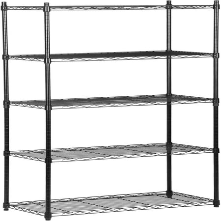 

5- Heavy Duty Shelving Unit with Casters Metal Organizer Wire Rack for Kitchen Office Garage Black