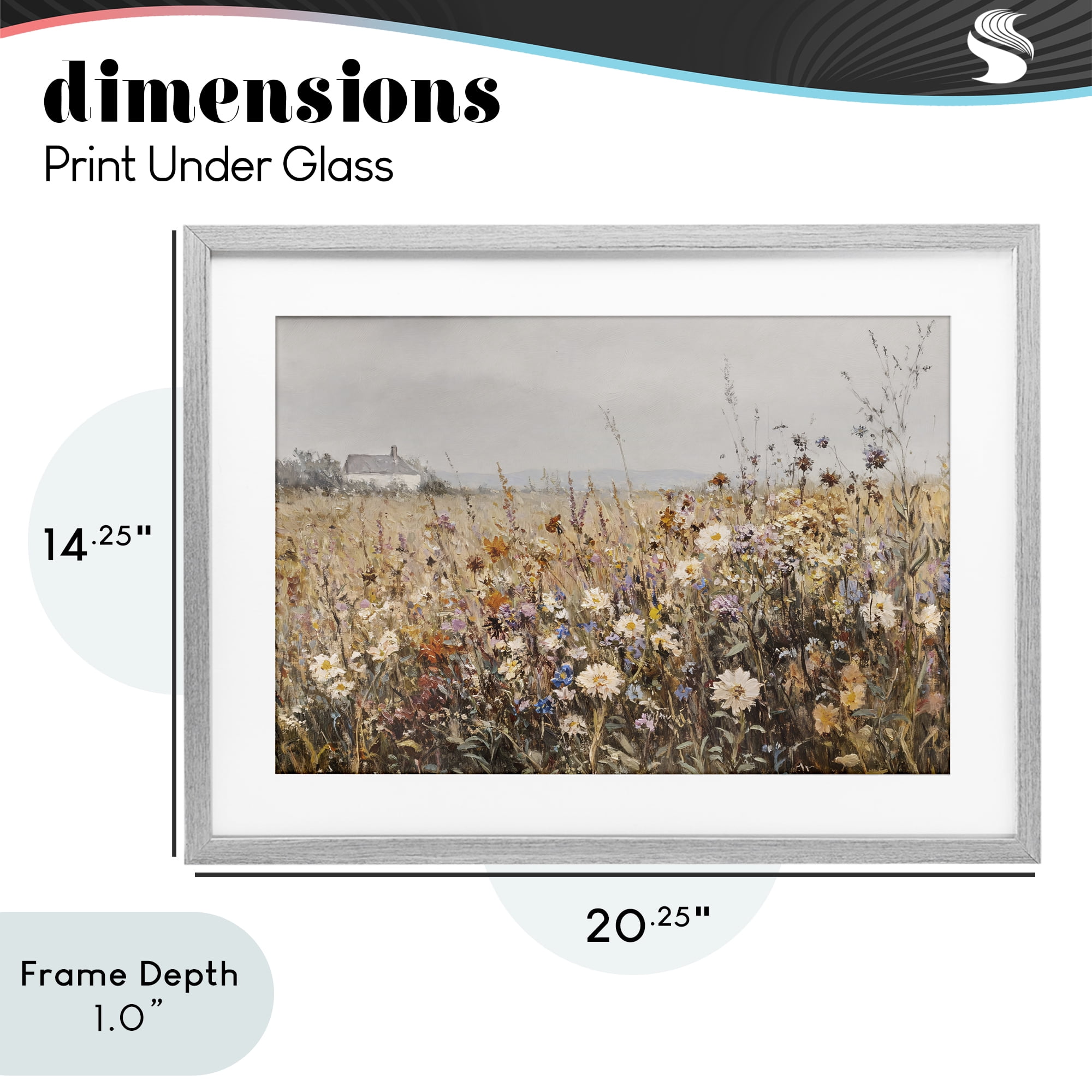 Stupell Industries Quaint Cottage Meadow Gray Framed Print Under Glass, design by Jacky Ngan
