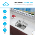 thumbnail image 5 of KBFmore 23 inch 18 Gauge ADA Undermount Double Bowl Square Kitchen Sink with Strainers, 5 of 11