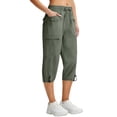 thumbnail image 2 of HKYNLAG Women's Cargo Capri Pants Lightweight Quick Dry Jogger Pants Hiking Travel Summer Pants for Outdoor with Pockets Green M, 2 of 6