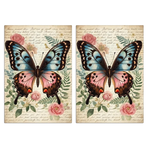 2 Pcs Funny Kitchen Towels,Vintage Butterfly and Flower Microfiber Dish Towels,Kitchen Tea Towels,Kitchen Towel Set (18" X 26")