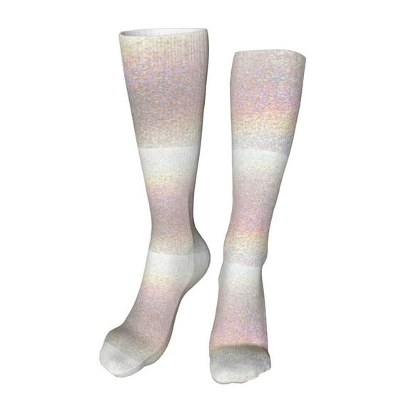 Rocae Glitter Light Pearl Novelty Casual compression Socks For Women Men Contrast Color Stockings