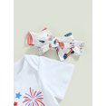 thumbnail image 5 of Bagilaanoe 4th of July Clothes for Newborn Baby Girls Letters Print Short Sleeve Romper Tops + Flare Trousers + Headband 3M 6M 12M 18M Kids Independence Day Outfits 2pcs Long Pants Set, 5 of 7