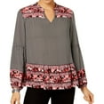 thumbnail image 2 of Style & Co. Womens Gingham Bishop Sleeve Pullover Blouse, Multicoloured, X-Large, 2 of 3