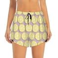 thumbnail image 2 of Rateoe Yellow Lemon Slices Printed 2 in 1 Women's Workout Shorts for Athletic Gym Running Shorts with Phone Pockets-Medium, 2 of 7