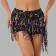 thumbnail image 3 of Womens Sequin Fringe Skirt Shorts Booty Dance Festival Bottoms Sequin Tassel Skirts Rave Fringe Hip Scarf, 3 of 5