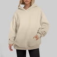 thumbnail image 2 of Women's Thin Style Plus Size Hooded Sweatshirt Long Sleeve Pullover Casual Comfortable Autumn Winter Solid Color Pocket Hoodie, 2 of 2