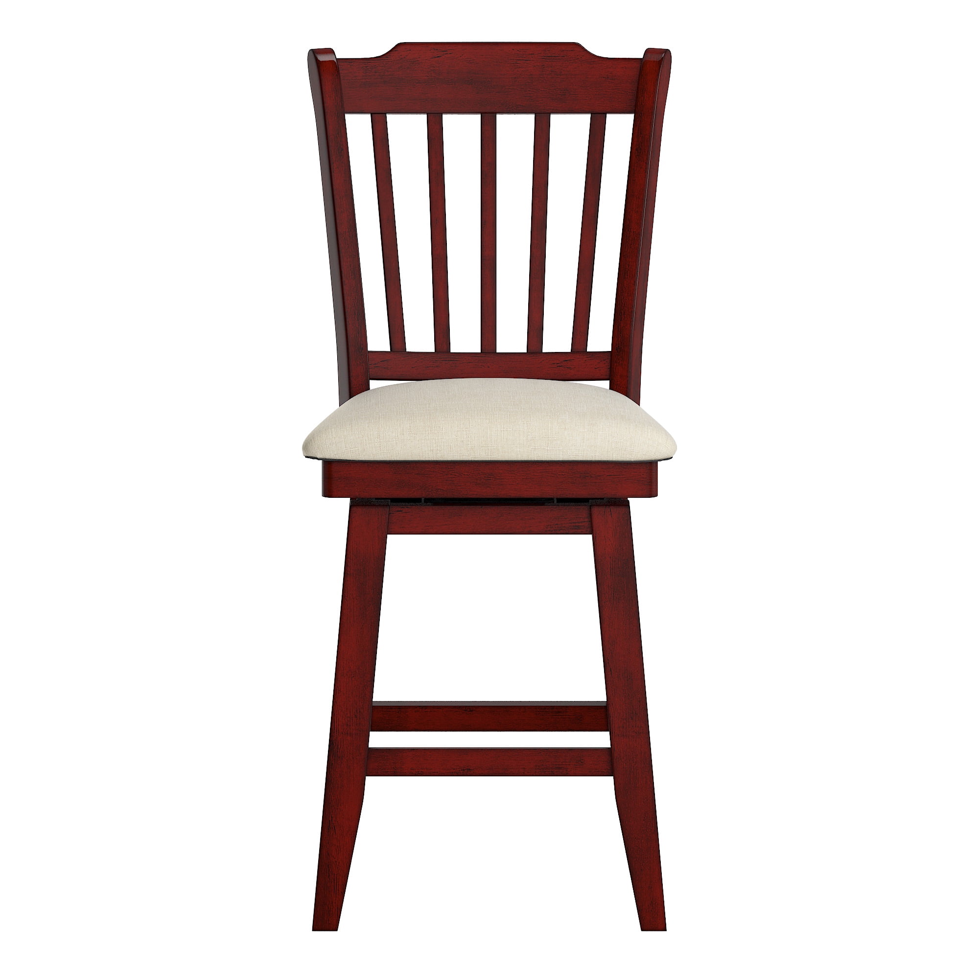 Weston Home Sheena Wood Slat Back 24-inch Counter Height Swivel Stool, Antique Berry Red