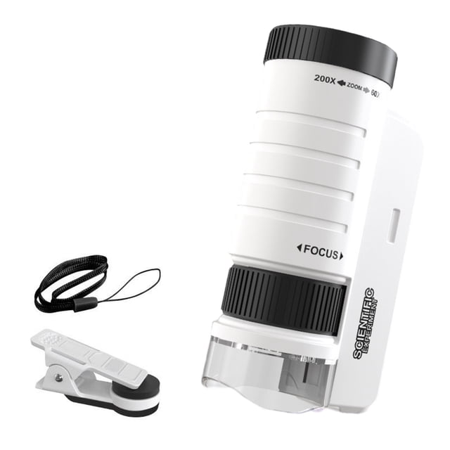 Sidaley Microscopio de bolsillo Digital portátil ABS duradero luces LED brillantes microscopio Digital para electrónica Kits de experimentos de química blanco+negro