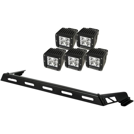 Rugged Ridge 11232.05 Light Bar Kit, Hood Mounted, 5 Square; 07-18 Jeep Wrangler JK Fits select: 2008,2015-2018 JEEP WRANGLER UNLIMITED