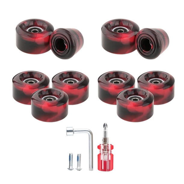 8 piezas de ruedas para patines, accesorios, rodamientos resistentes, patinaje de doble fila negro rojo