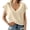 Beige, variant on Short Sleeved Women Solid Deep V Neck Casual Shirt Tee Tops