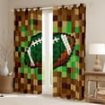 thumbnail image 2 of Homewish Cartoon Brown Plaid Black Out Curtains, Vintage Game Abstract Curtains Pack of 2 (42x63 Each), Rugby Soccer Print Bedroom Curtains, Blackout Curtains Home Decor, 2 of 6